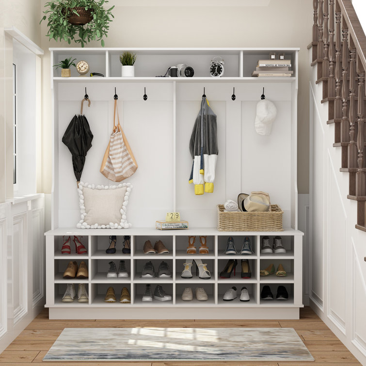 Hallway bench and online shoe storage